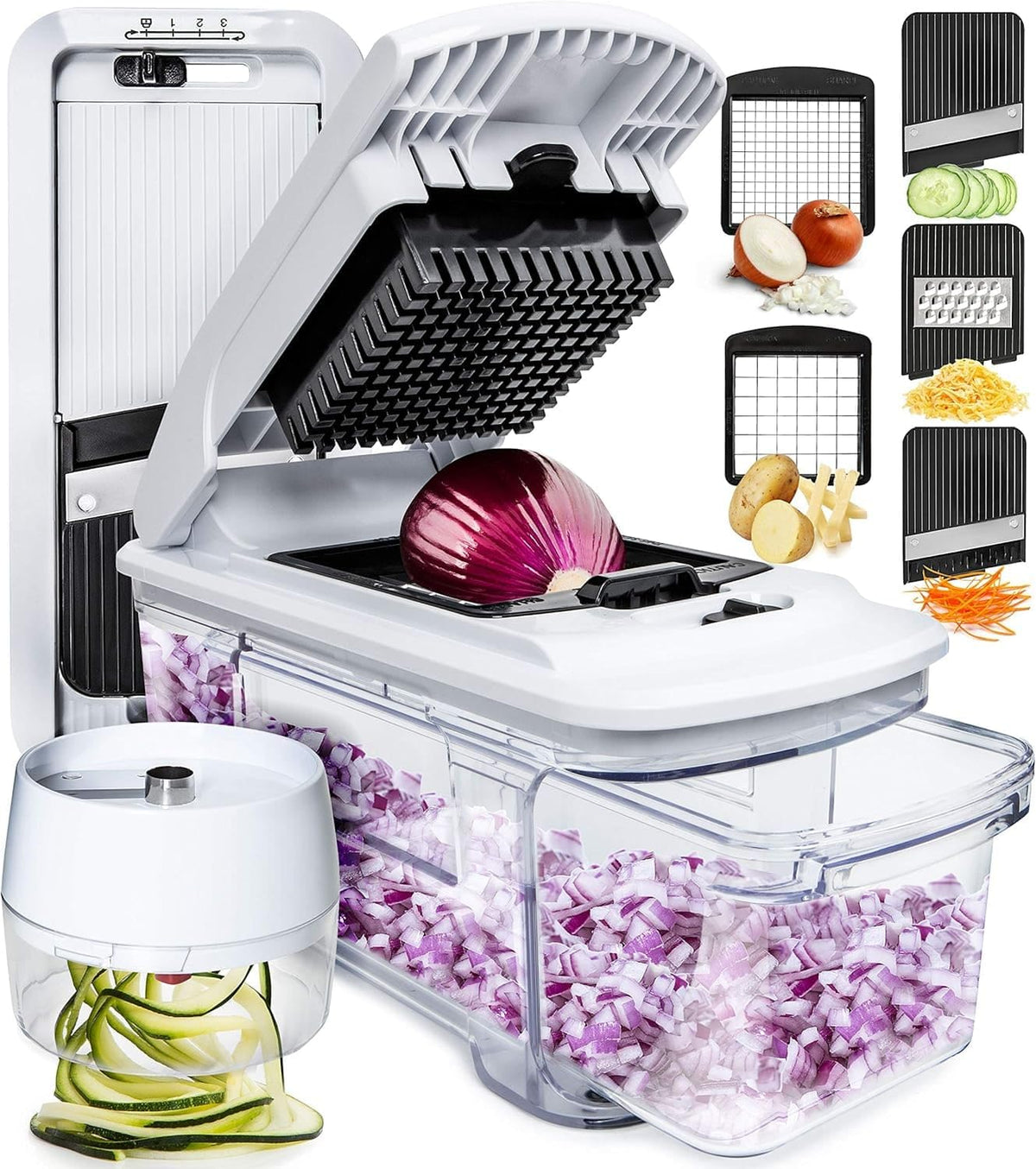 Fullstar mandoline slicer assembly for versatile veggie prep and even slices