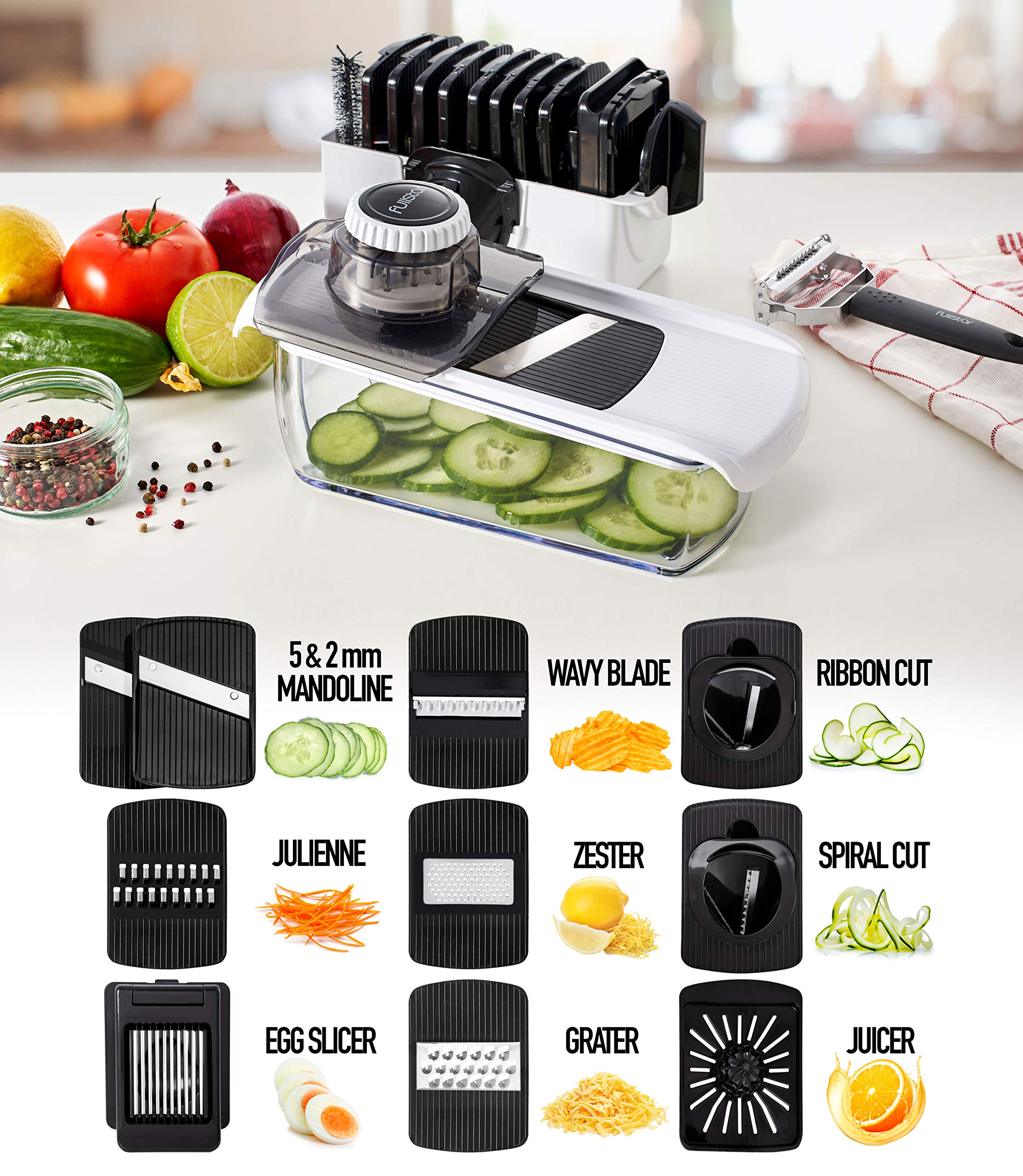 Fullstar mandoline slicer blade box keeps blades organized and safe.