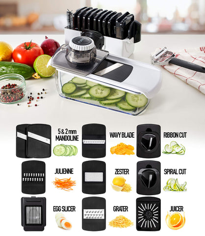 Fullstar mandoline slicer blade box keeps blades organized and safe.
