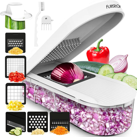 Fullstar mandoline slicer front view for quick, even vegetable prep.