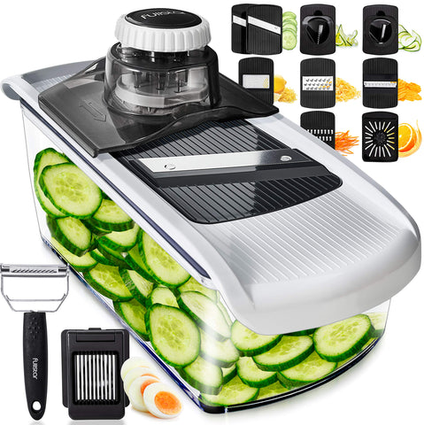 Fullstar mandoline slicer front view for precise slicing and compact storage.