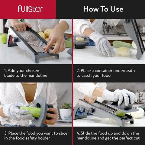 Fullstar mandoline slicer non-slip base prevents slips during use.