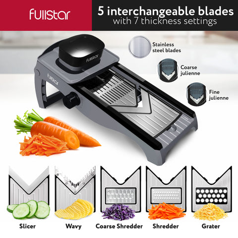 Fullstar mandoline slicer thickness adjustment offers 1–7 mm precision.