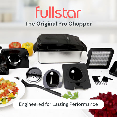 Fullstar Original Pro Chopper close-up of rust-resistant blades for sharp dicing.