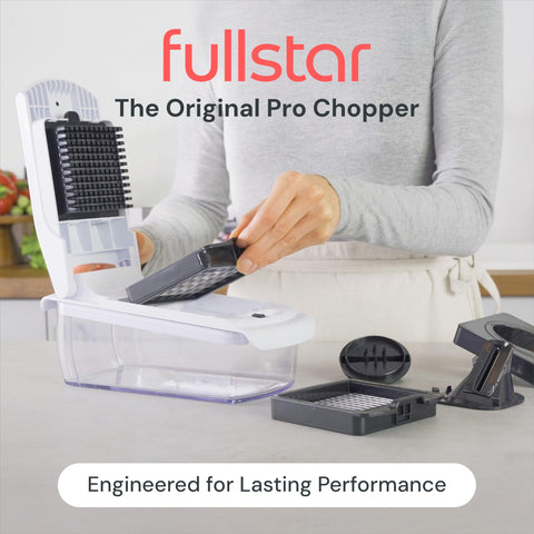Fullstar Original Pro Chopper blades close-up highlighting rust-resistant stainless steel.