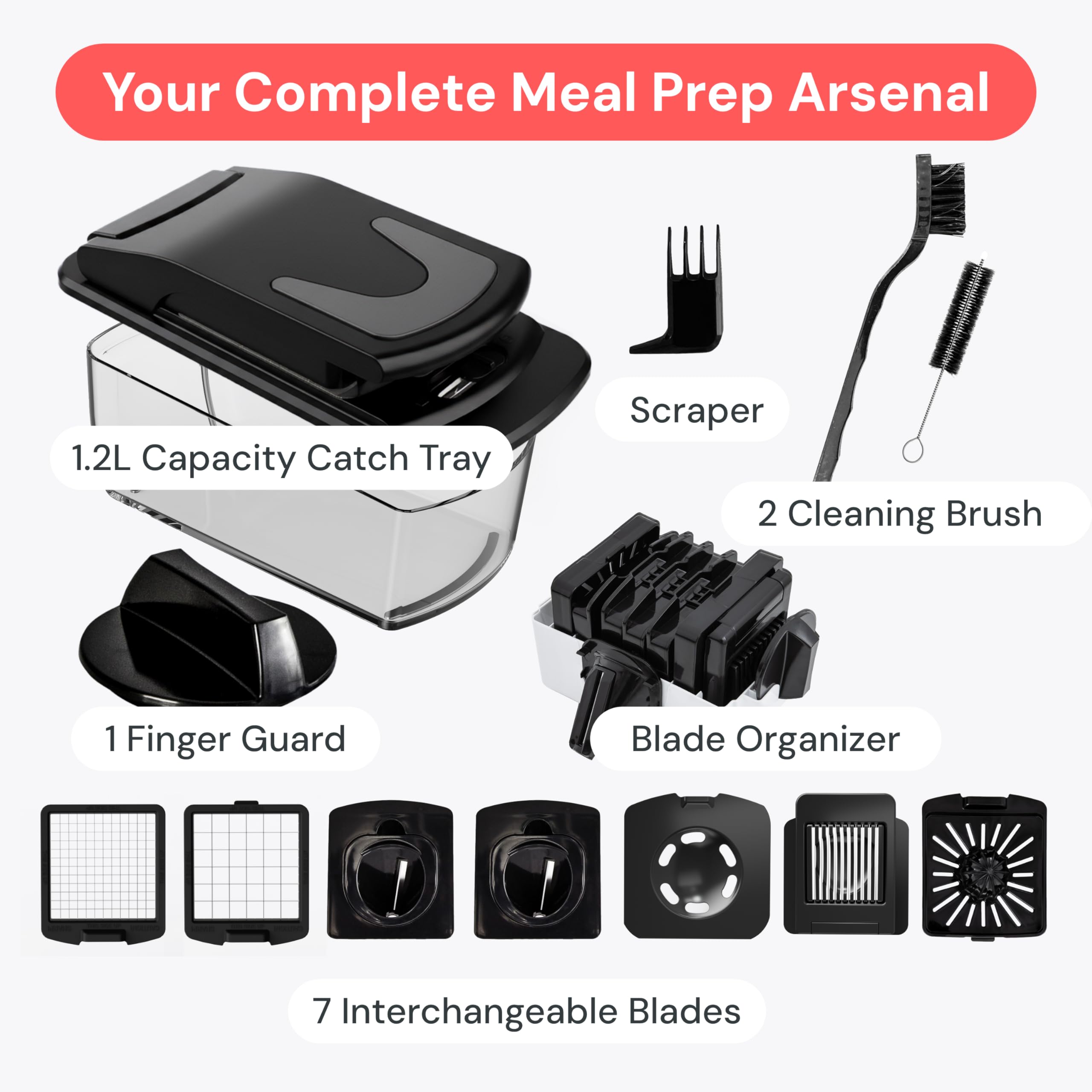 Fullstar Original Pro Chopper built-in catch tray keeps counters clean.