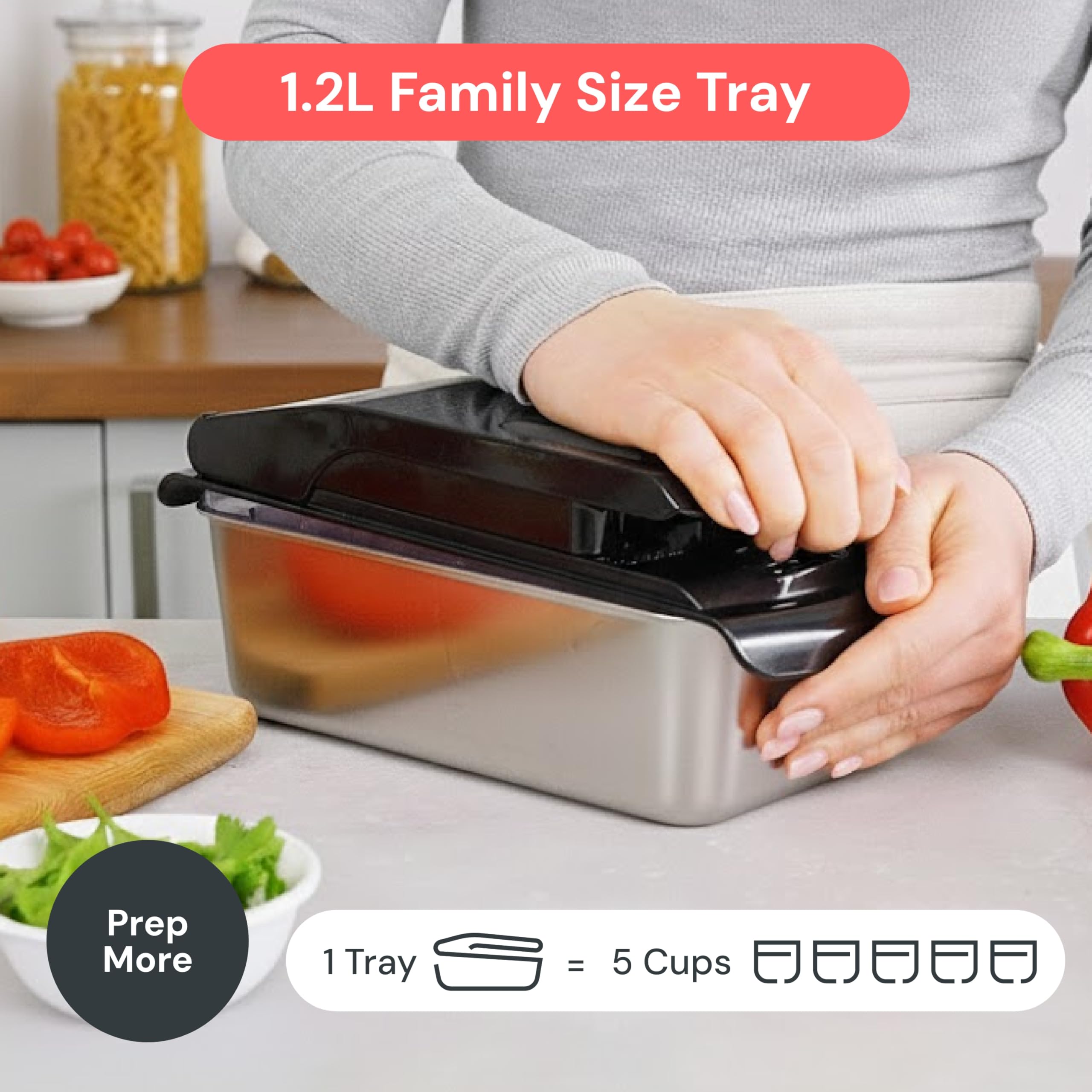 Fullstar Original Pro Chopper dishwasher-safe top rack for easy cleaning.