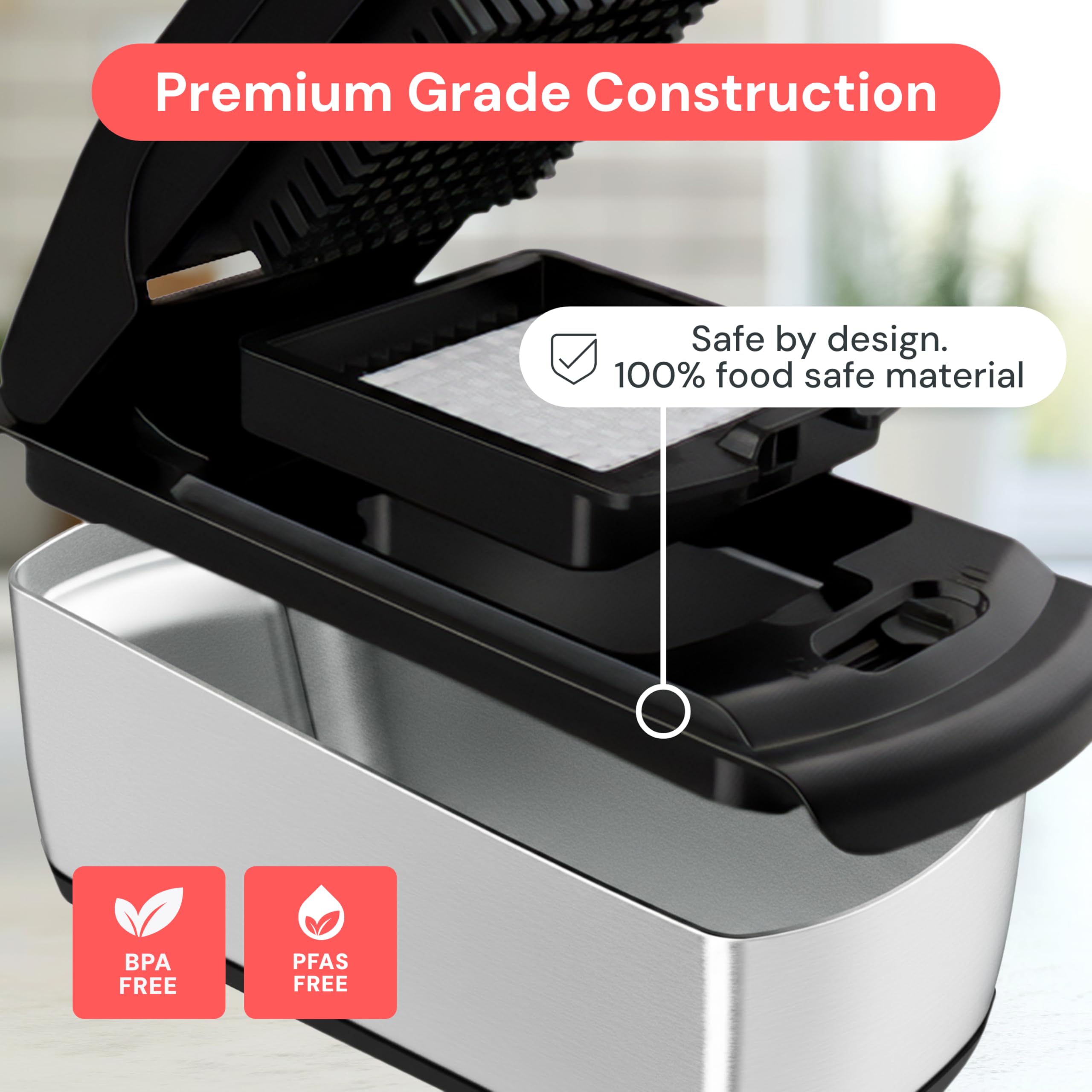 Fullstar The Original Pro Chopper built-in catch tray keeps counters clean during prep.