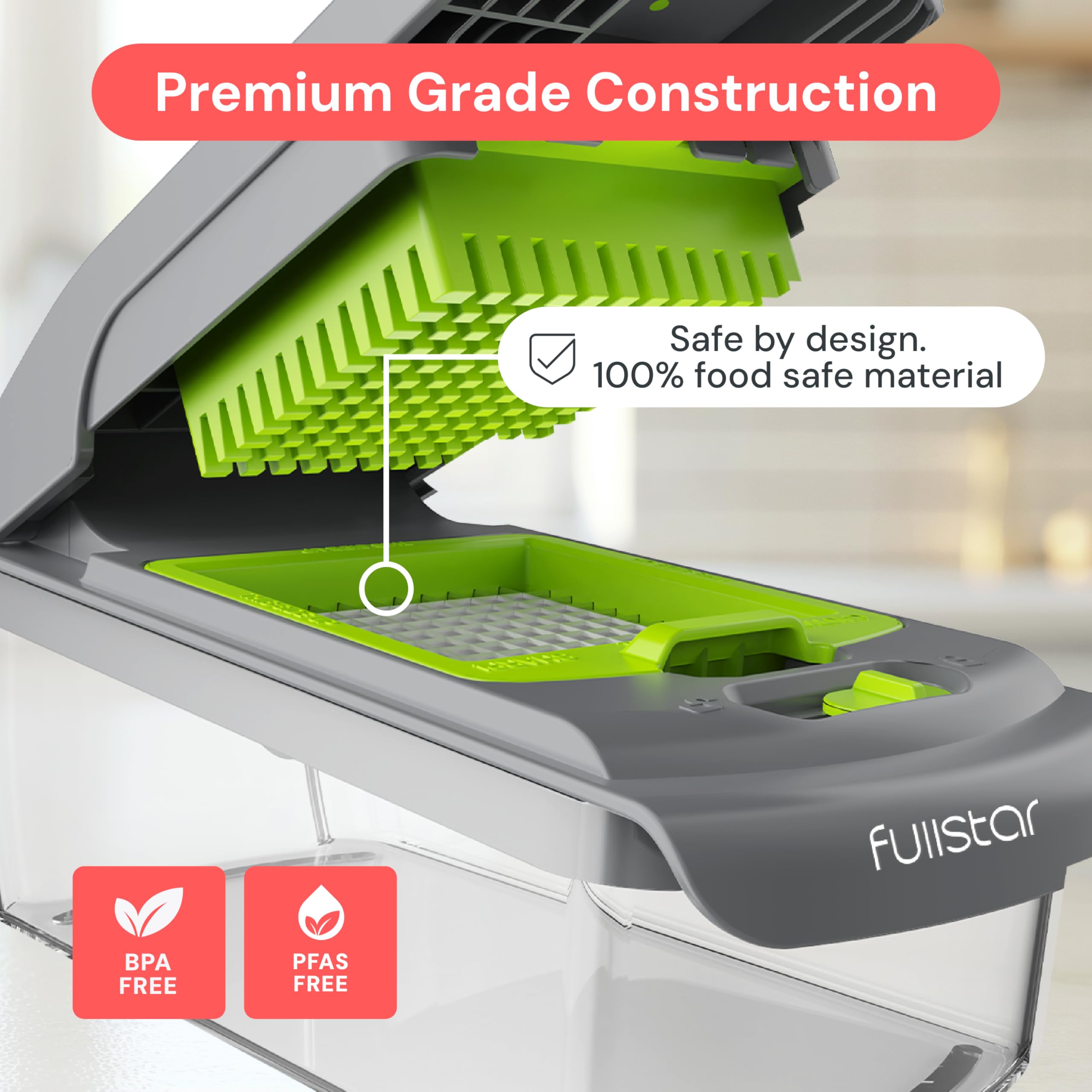 Fullstar rust-resistant blades stay sharp for everyday chopping