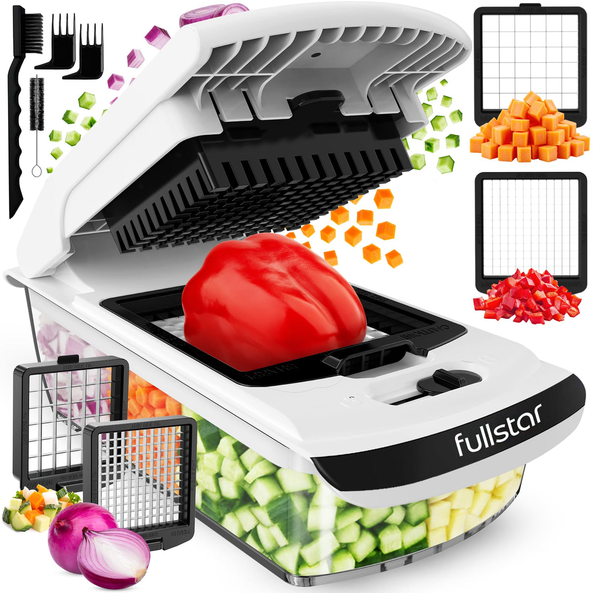 Fullstar Original Pro Chopper side view with 5-cup bowl for quick, stable meal prep.