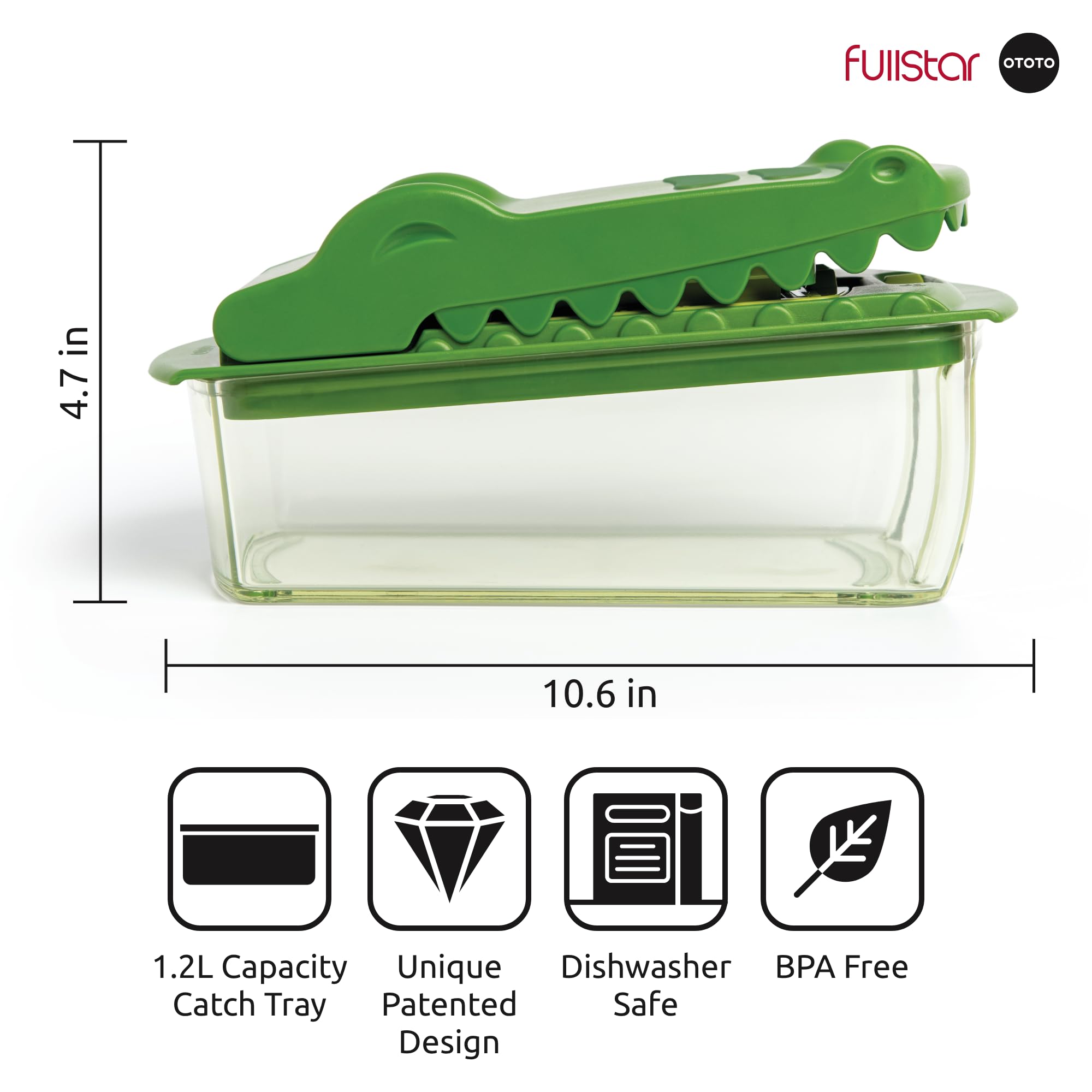 1200ml catch tray keeps counters clean during prep sessions.