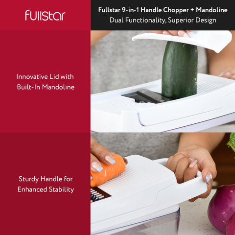 Fullstar precision stainless steel blades deliver uniform slices for even cooking.