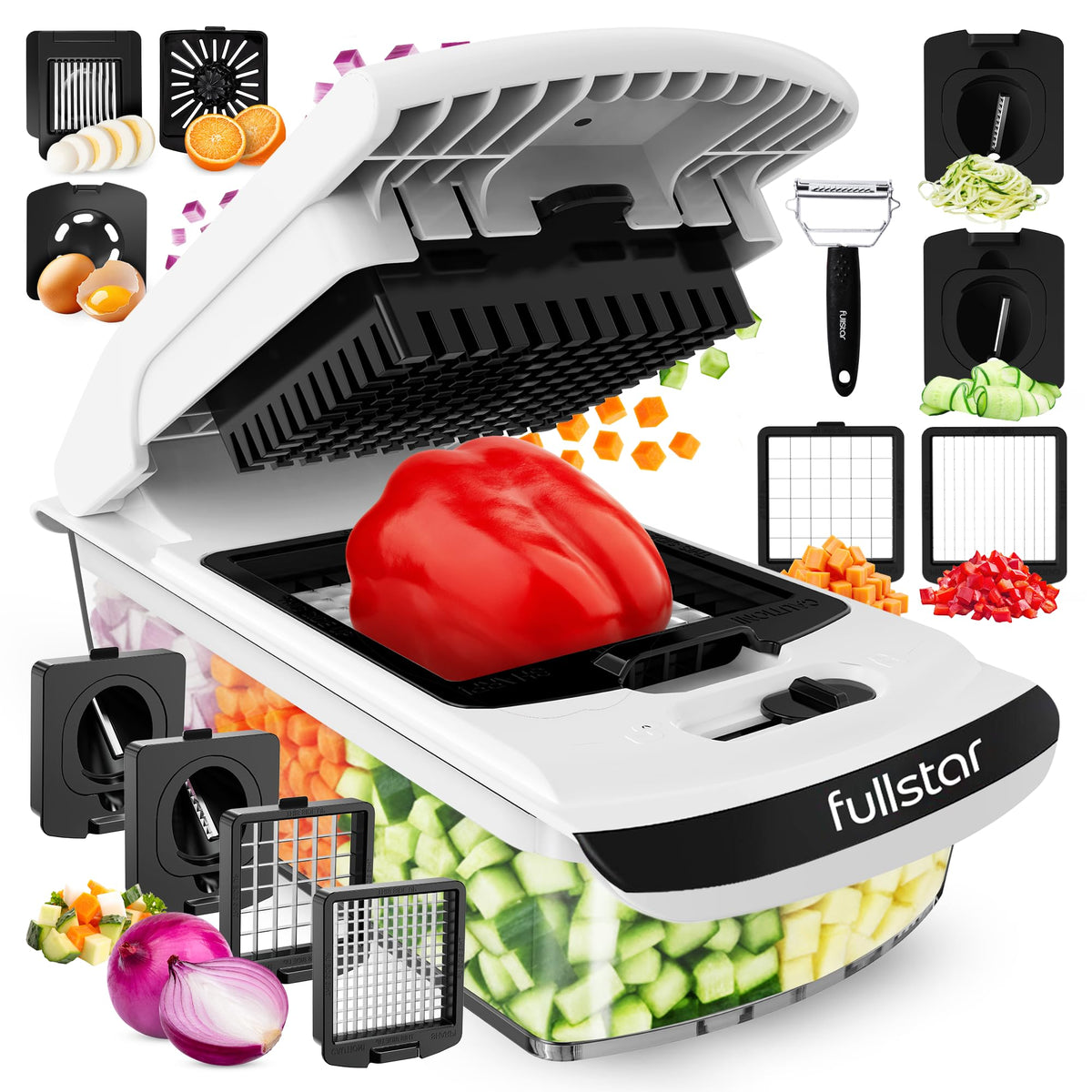 Fullstar Pro Chopper with 5-cup bowl for quick veggie prep.