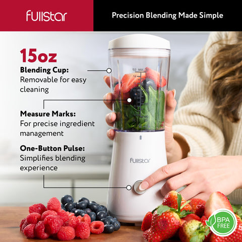 Fullstar sipper lid keeps drinks secure during travel.