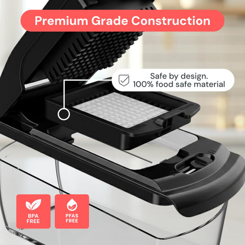 Fullstar soft grip handle offers comfortable, controlled chopping sessions.
