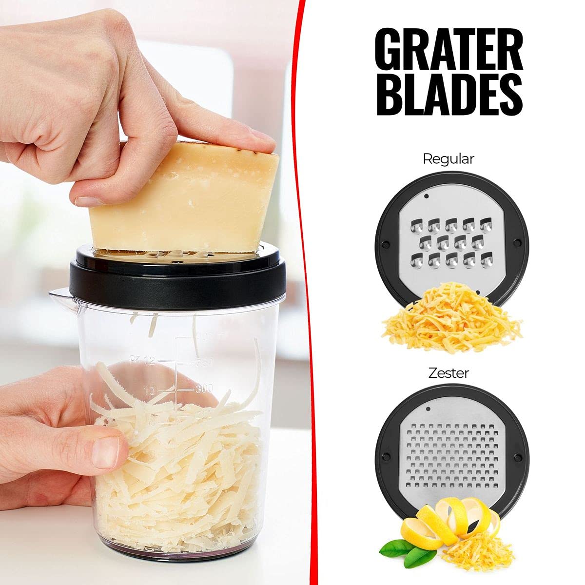 Fullstar stainless steel blades with non-slip guard for safe use.
