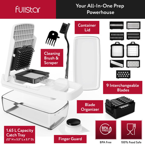 Fullstar lid stores prepped ingredients neatly for later use.