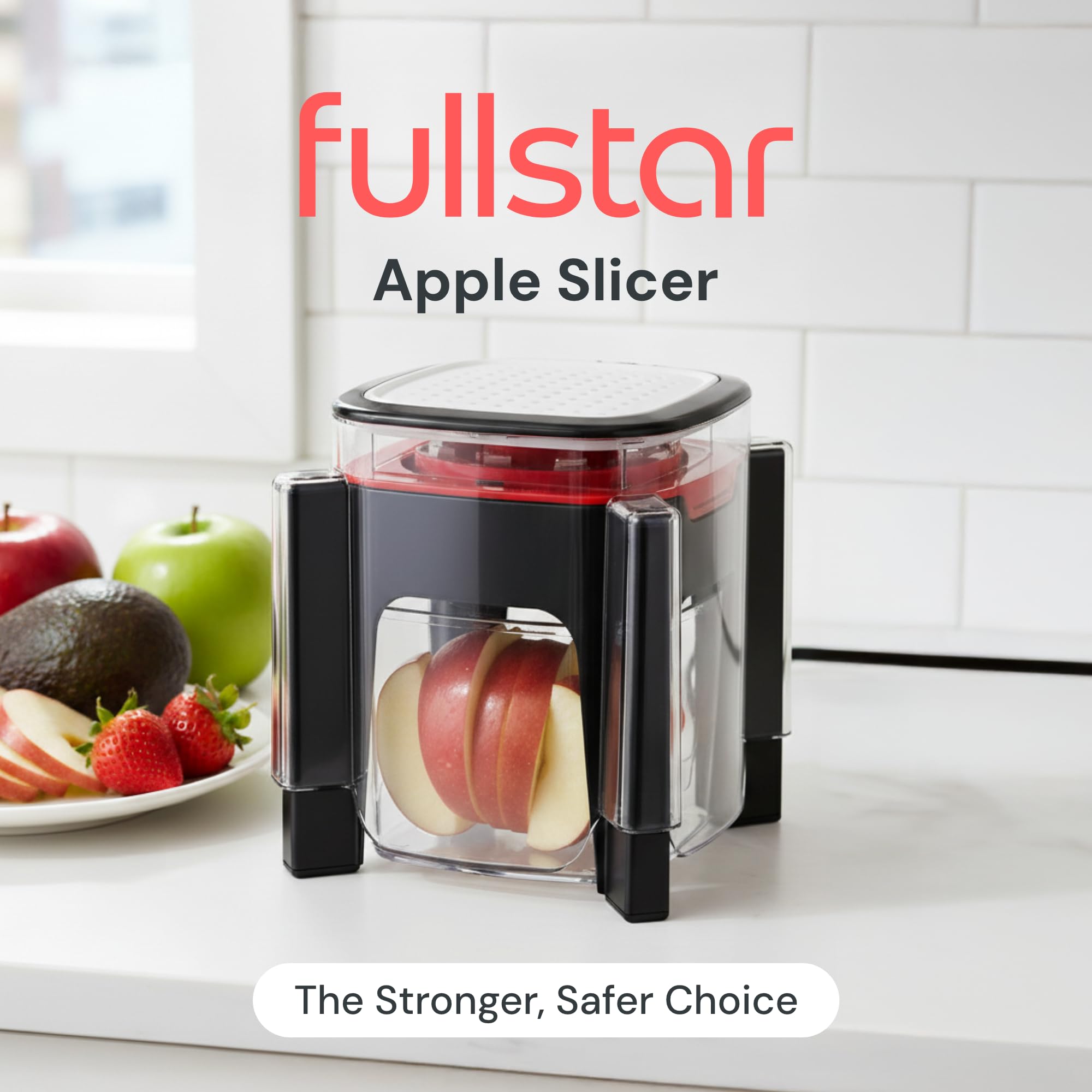 Fullstar Strawberry Slicer shows even strawberry slices for bowls and toppings.
