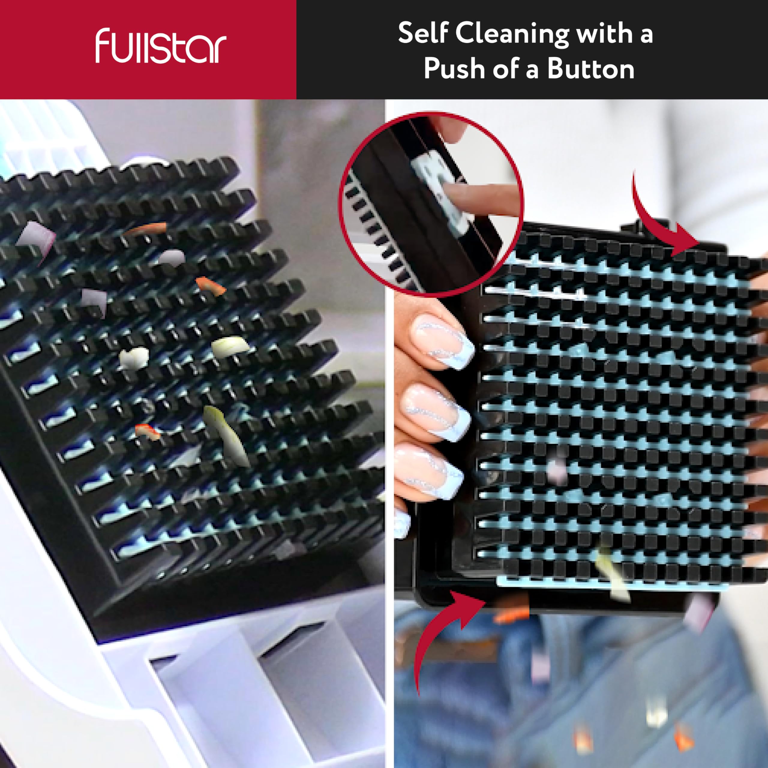 Fullstar chopper easy-push grip for comfortable, controlled slicing