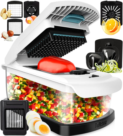 Fullstar vegetable chopper front view showing compact design for small kitchens