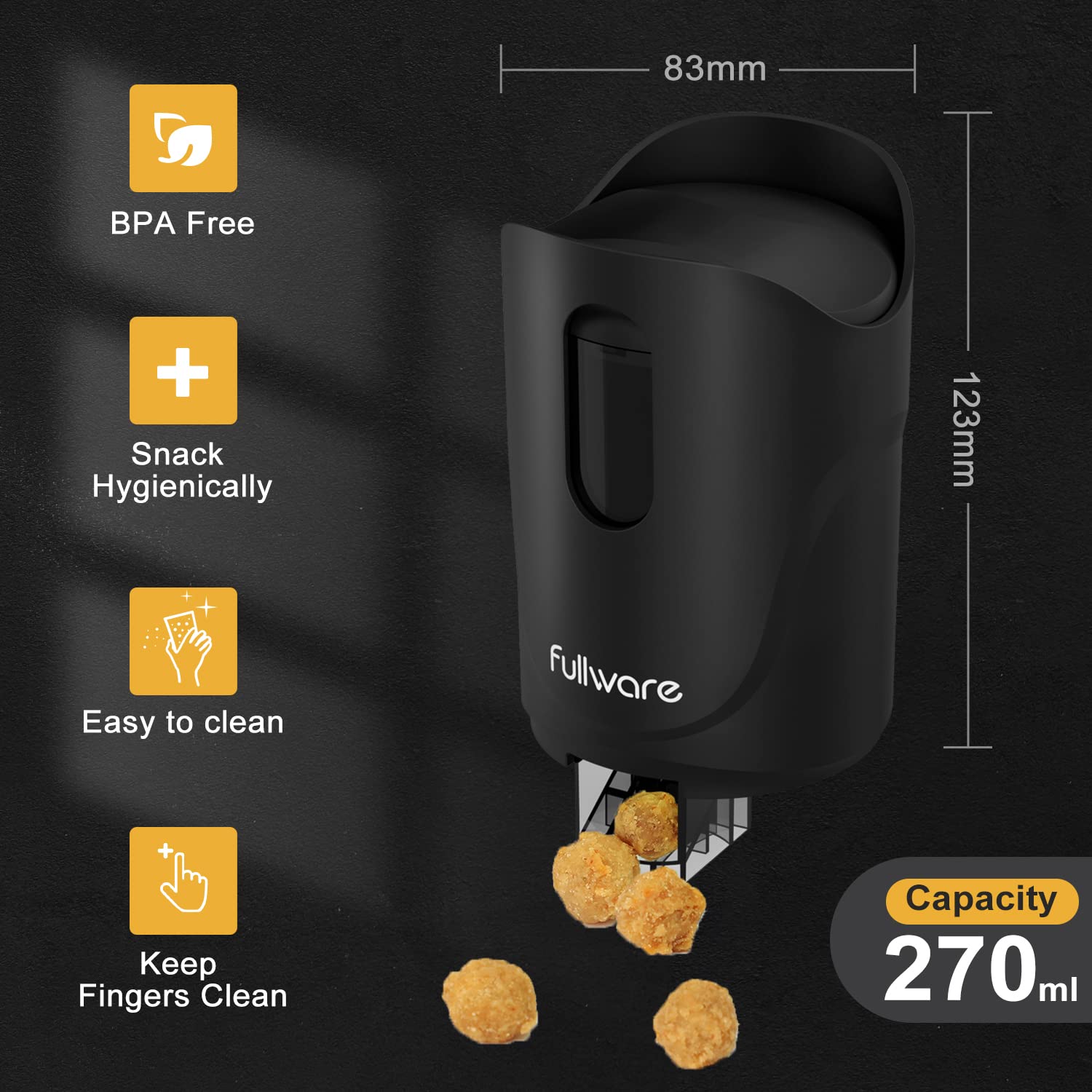 Close up of Fullware Nuts Flowie showing single finger pour action