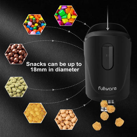 Nuts Flowie accommodates snack pieces up to 0.7 inches for versatile use