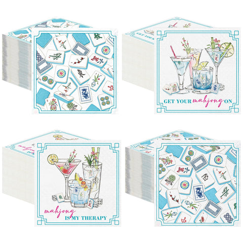 Fulmoon mahjong napkins folded 5x5 inches for cocktail service and decor