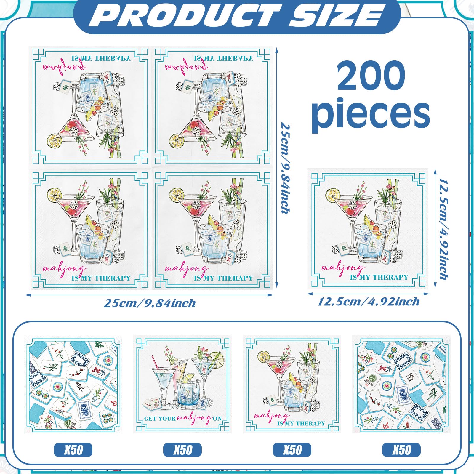 Fulmoon mahjong-pattern napkins enhance party tables with cohesive decor