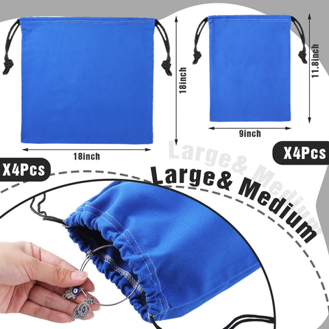 Fumete 9x11.8 bag with velvet interior for small items in blue.