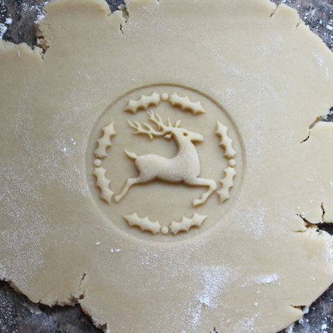 Close-up of dough impression from Fun Food Tools stamp for gingerbread and shortbread.
