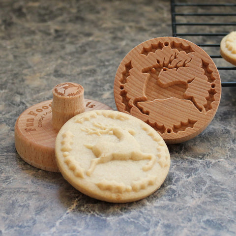 Fun Food Tools 2.5-inch reindeer stamp imprints bold holiday cookie patterns.
