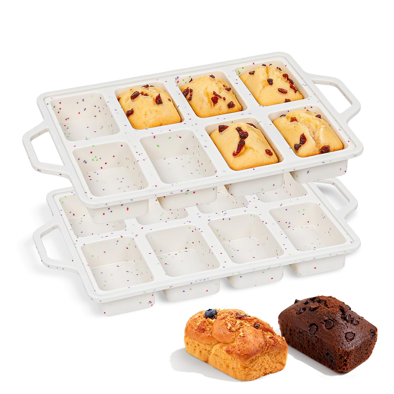 FUNBAKY mini loaf pans with metal frame edges for stable, even baking.