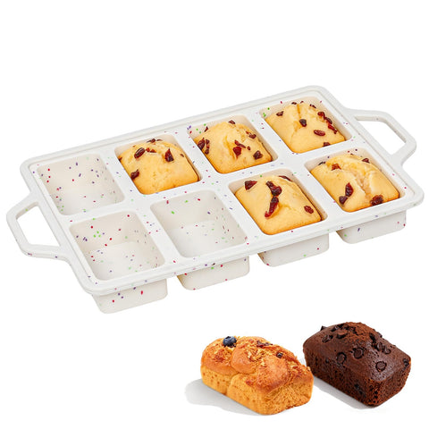 FUNBAKY metal reinforced mini loaf pan with edges for stable, easy handling during baking.
