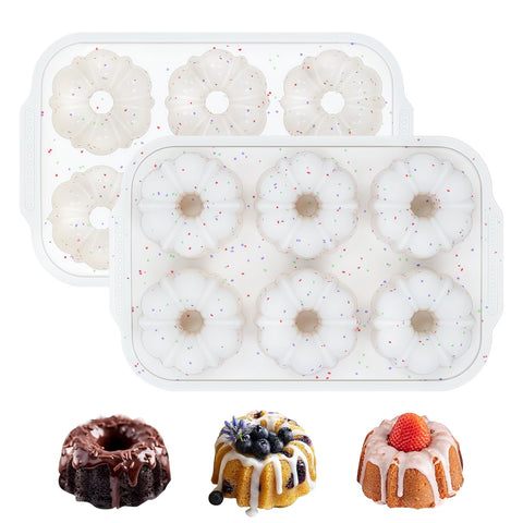 FUNBAKY mini fluted tube pans with metal frame ensure stable, spill-free transfer.