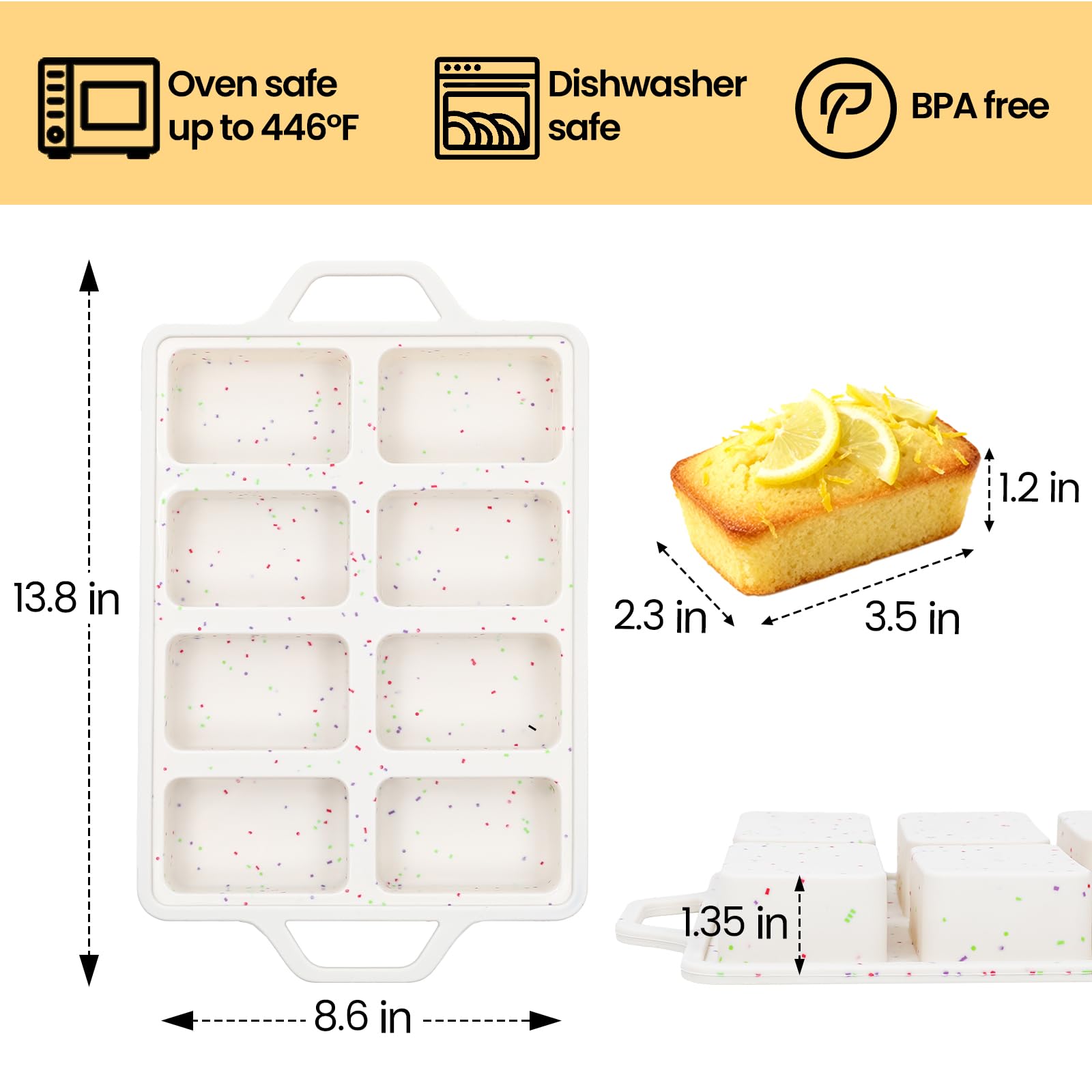 FUNBAKY silicone mini loaf pans, 2-pack, offer flexible nonstick release.