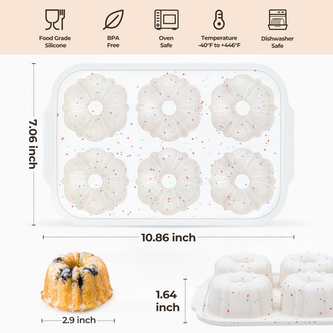 FUNBAKY six-cavity silicone molds showcase easy-release for quick unmolding.