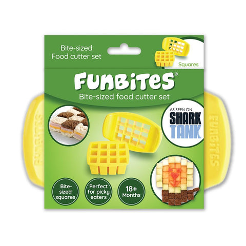FunBites sandwich cutter shapes yellow squares for kid-friendly lunches