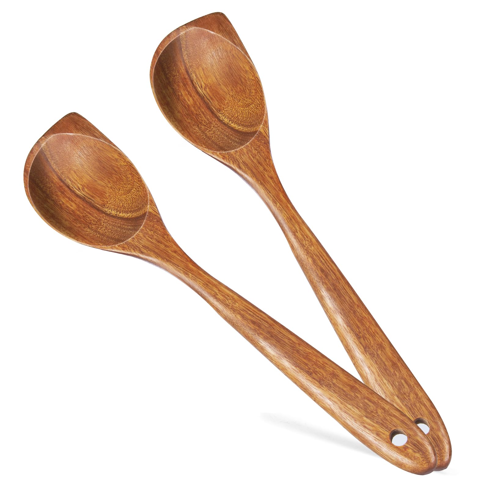 FunCee teak wooden spoons, single-piece design for durable stirring in the kitchen.