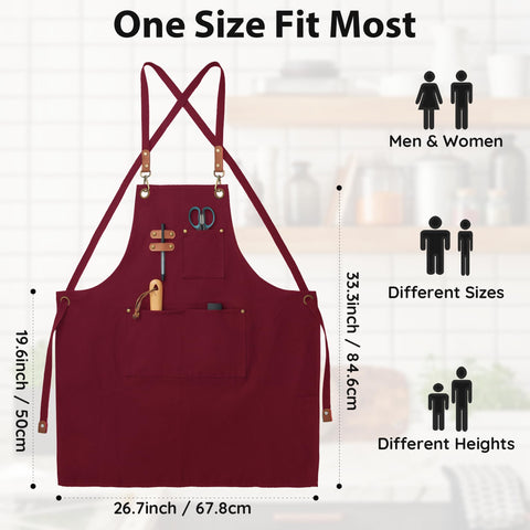 FunChaos model wearing apron illustrates comfortable fit and full coverage in kitchen tasks