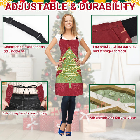 FunChaos plaid Xmas pattern apron detail with cheerful decorations