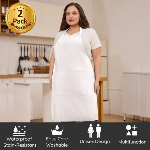 FunChaos plus-size white apron back strap adjustable for a comfortable fit.