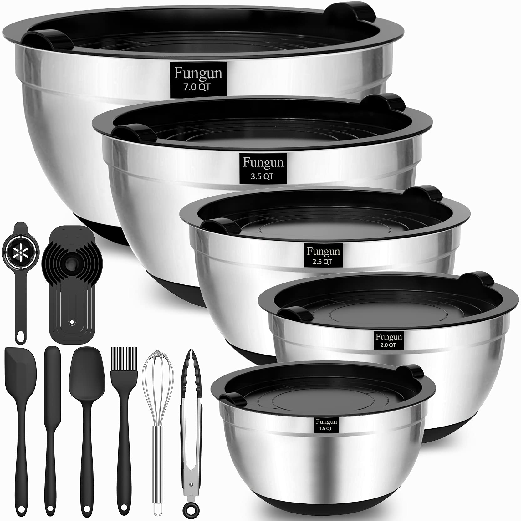 Fungun 7qt bowl with airtight lid for freshness during prep and storage