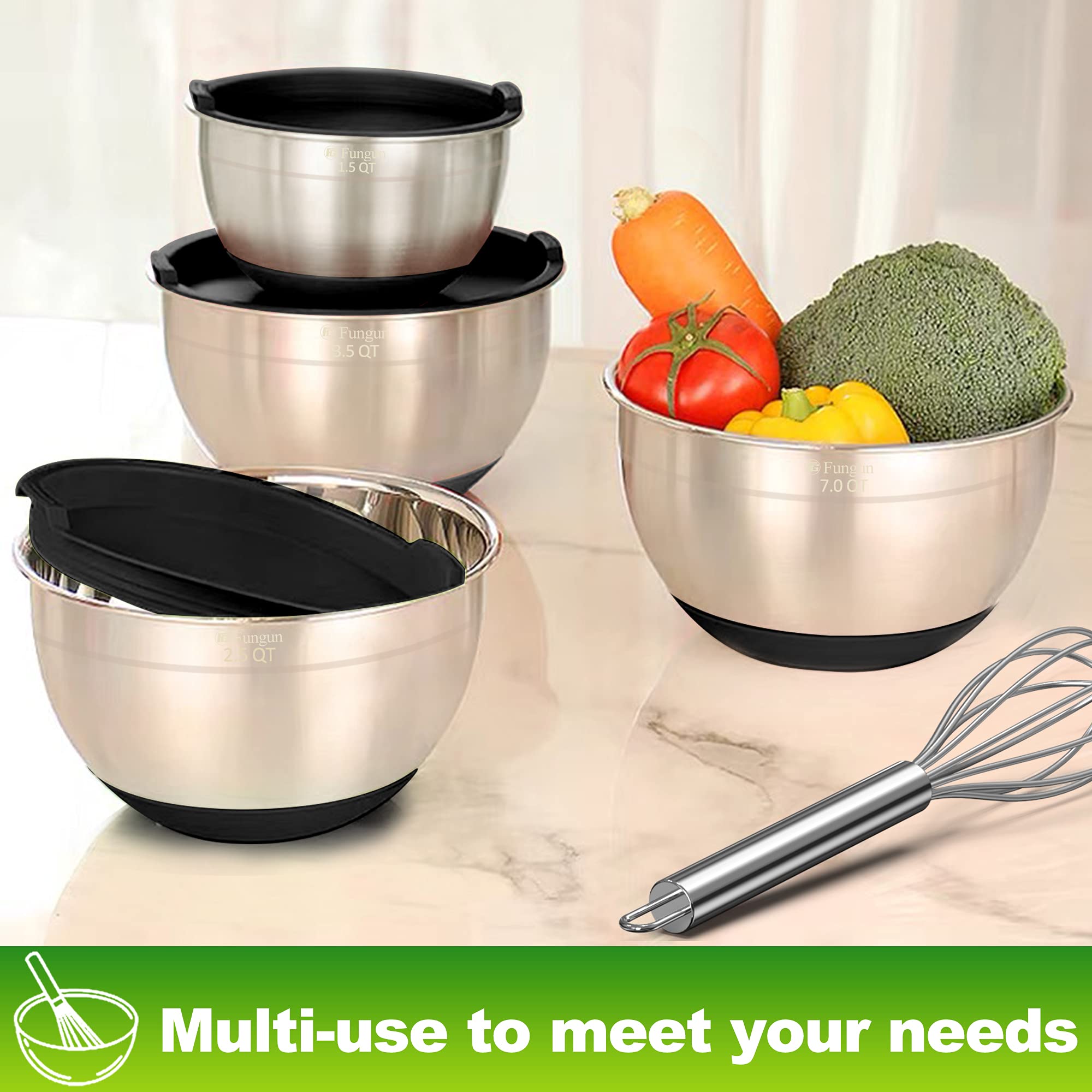Fungun bowls are dishwasher safe while lids require hand-washing