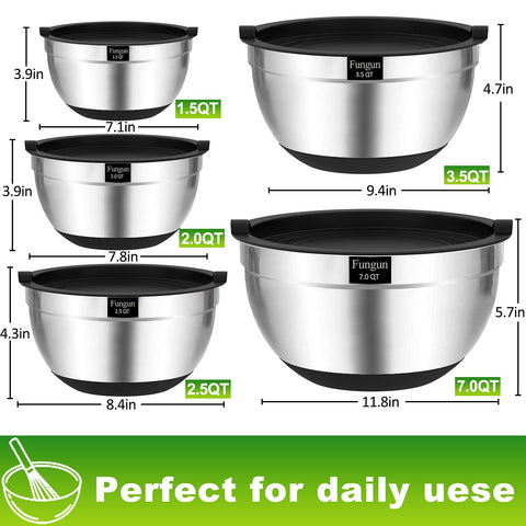 Fungun bowl with non-slip silicone bottom for stable mixing