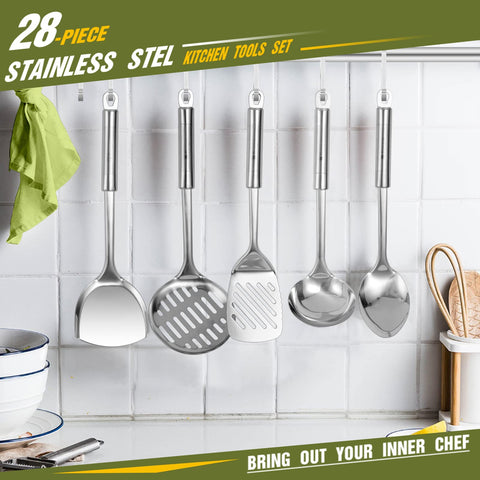 Fungun dishwasher-safe utensils with hanging holes for organized storage