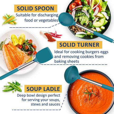 Fungun heat-resistant silicone heads protect cookware from scratches.