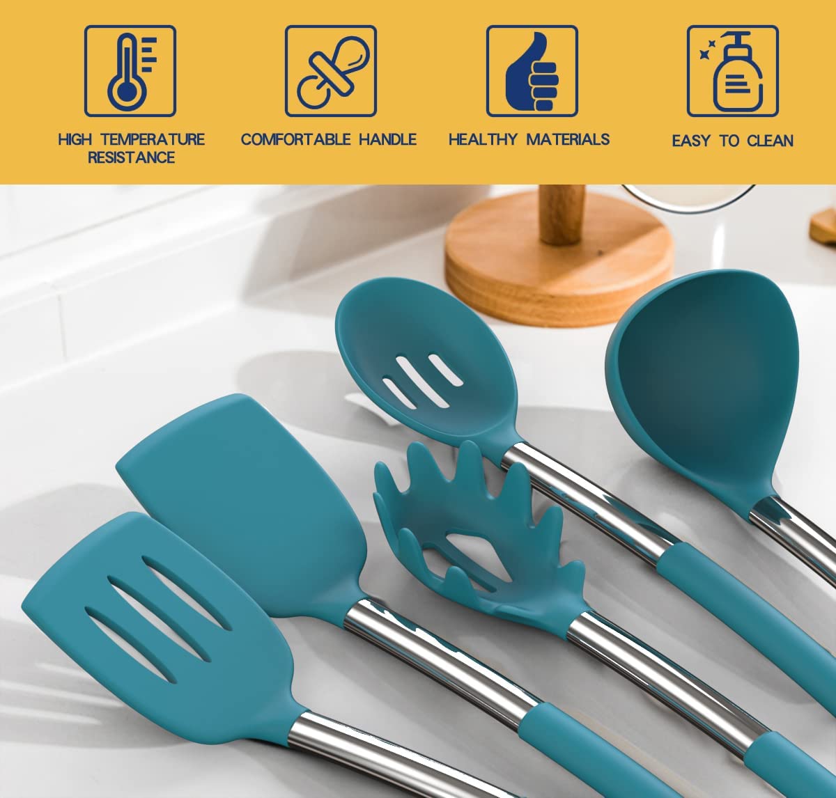 Fungun slotted spatula with stainless handle for safe flipping.