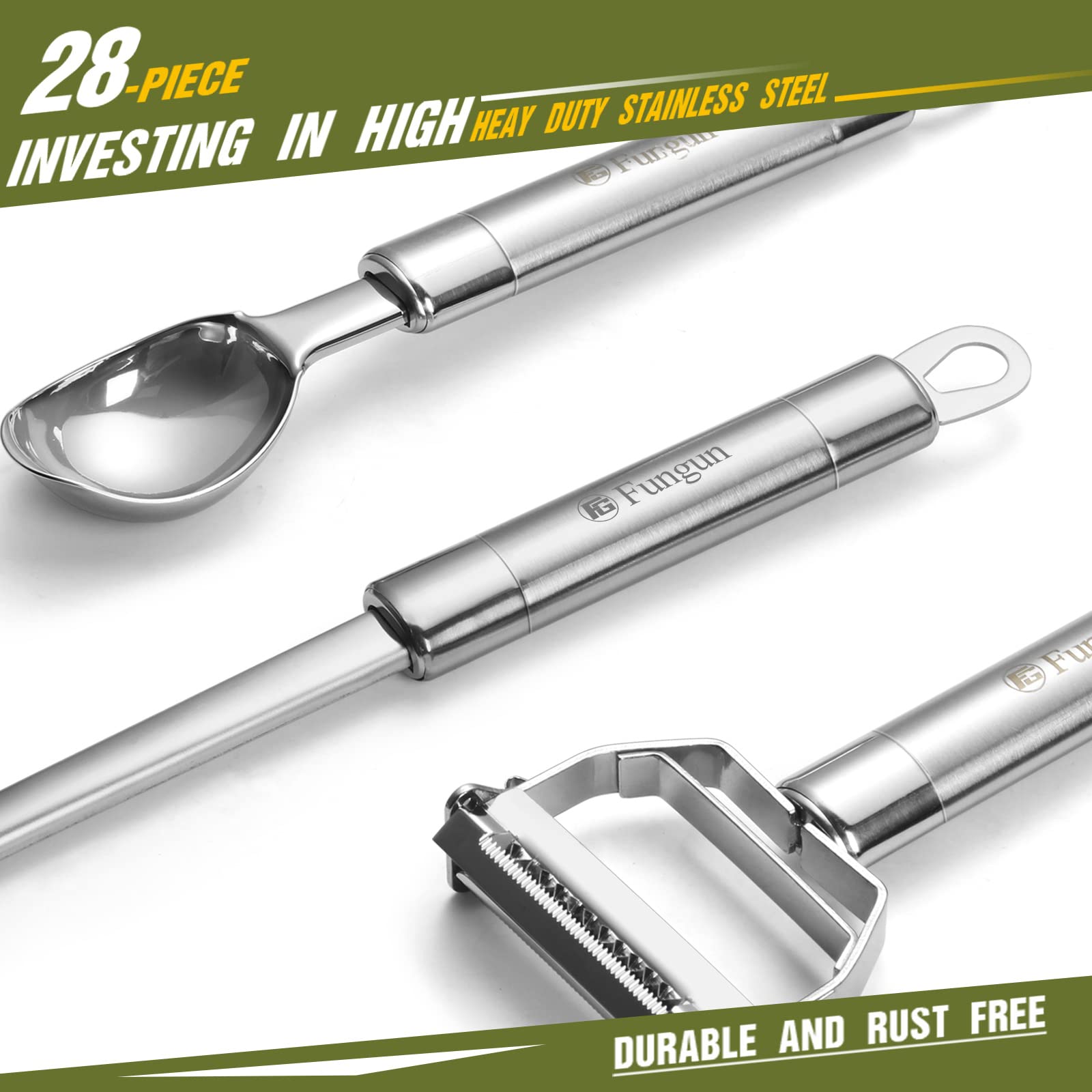 Fungun slotted spoon and ladle for straining and serving