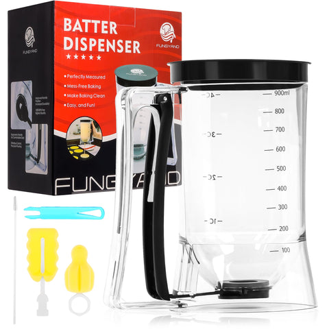 FUNGYAND pancake batter dispenser front view for mess-free pours.