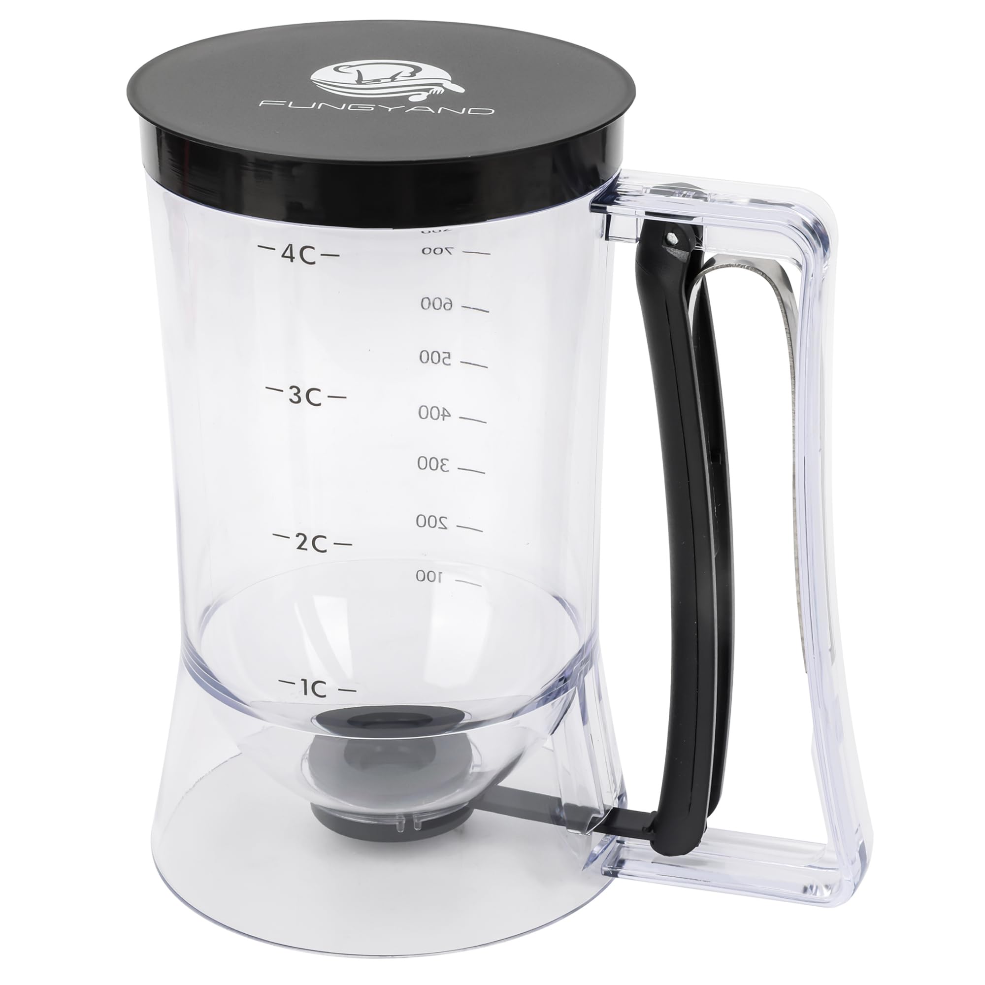 FUNGYAND batter dispenser with ergonomic squeeze handle for precise pouring.